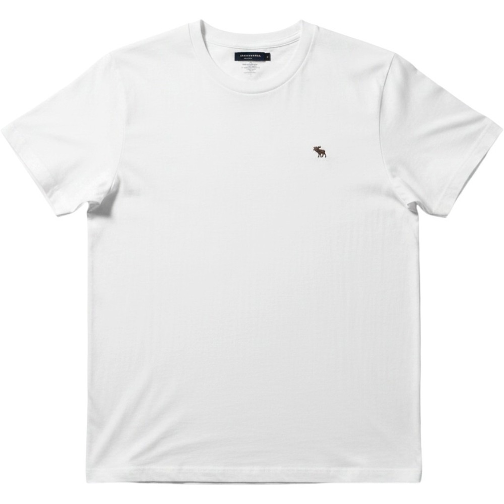 Abercrombie & Fitch Mens White Short Sleeve Moose Logo Cotton T-Shirt Size L